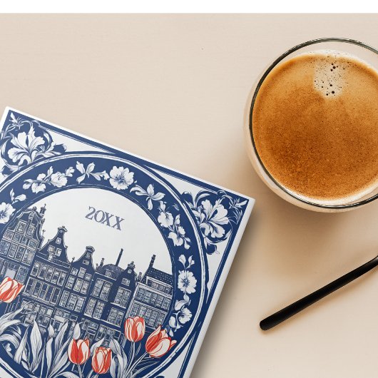 Aangepaste Blue Delft Amsterdam Souvenir Tegeltje