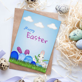 Aangepaste Blue Easter Eggs Holiday Kaart