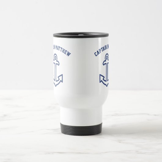 Aangepaste Blue- en White Boat Anchor Travel Mug Reisbeker (Center)