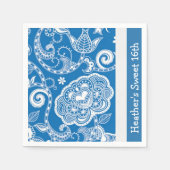Aangepaste Blue Floral Party Napkins Servetten (Voorkant)