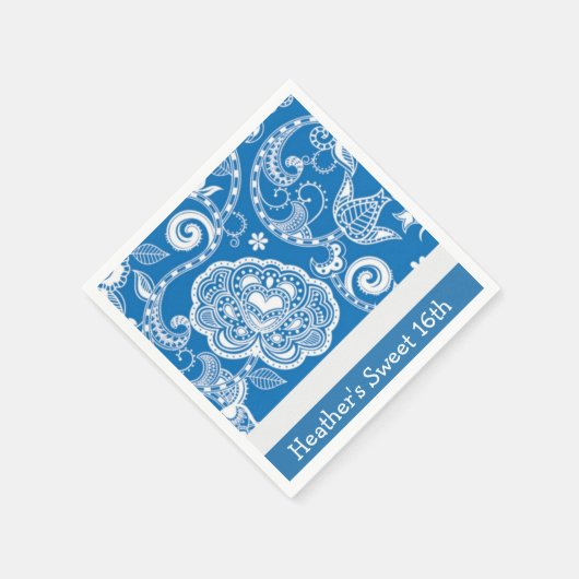 Aangepaste Blue Floral Party Napkins Servetten (Hoek)