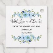 Aangepaste Blue Floral Wedding Bedankjes Labels (Achterkant)