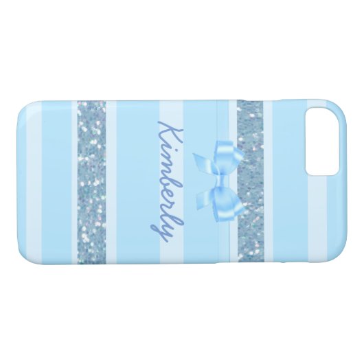 Aangepaste Blue Glitter-telefoondraagtas Case-Mate iPhone Case (Achterkant (Horizontaal))