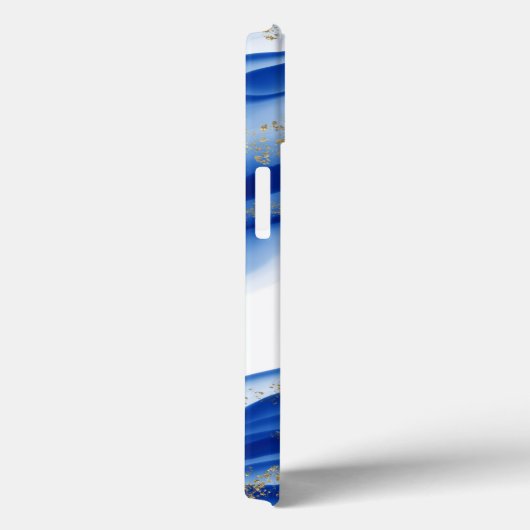 Aangepaste Blue Gold White Ink Swirl Waterverf Case-Mate iPhone Case (Achterkant / Rechts)