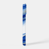 Aangepaste Blue Gold White Ink Swirl Waterverf iPhone 15 Case (Rechterkant)