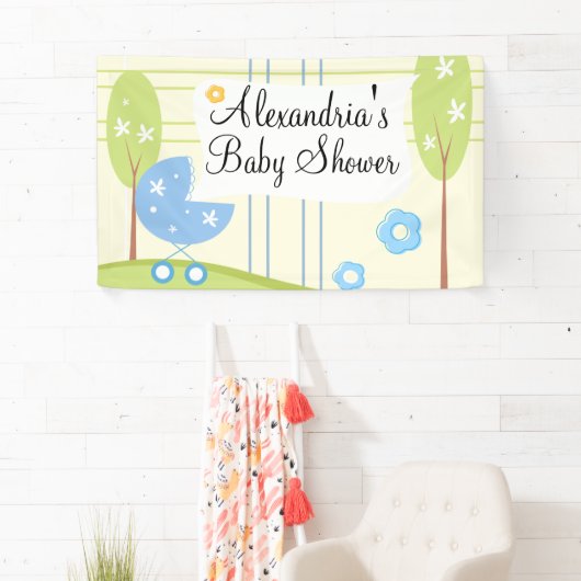 Aangepaste Blue Green Boy Baby shower Banner (Insitu)