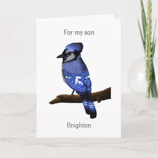 Aangepaste Blue Jay voor mijn zoon Birthday Kaart (Voorkant)