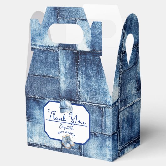 Aangepaste Blue Jean Baby Denim Theme Baby shower Bedankdoosjes (Geopend)