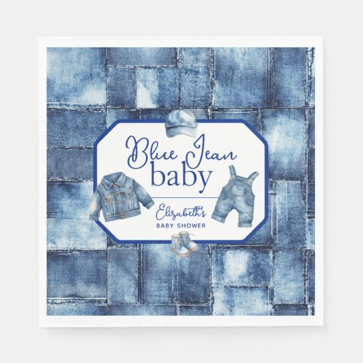 Aangepaste Blue Jean Baby Denim Theme Baby shower Servet (Voorkant)