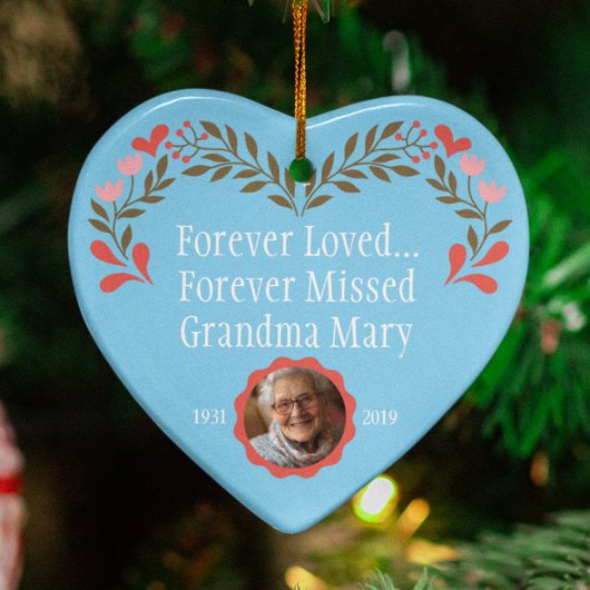 Aangepaste Blue Memorial Kerst Ornament met Foto