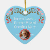 Aangepaste Blue Memorial Kerst Ornament met Foto (Voorkant)
