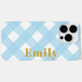 Aangepaste Blue Modern Check iPhone Case (Achterkant (horizontaal))
