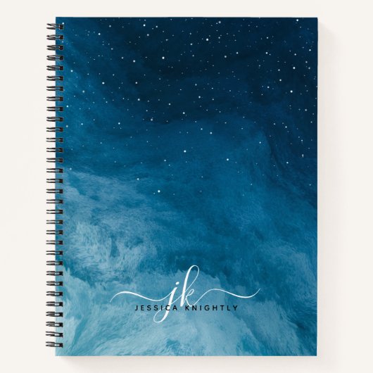 Aangepaste Blue Night Sky Notitieboek met sterren (Voorkant)