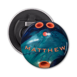 Aangepaste Blue Orang Bowling Ball Bottle Opener