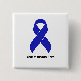 Aangepaste Blue Ribbon Colon Cancer Awareness Vierkante Button 5,1 Cm