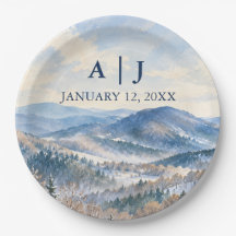 Aangepaste Blue Ridge Winter Watercolor Trouw