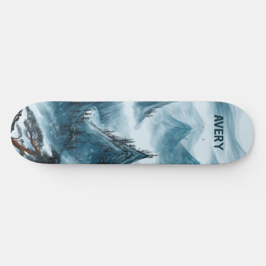Aangepaste Blue Rolling Mountains Landscape Natuur Persoonlijk Skateboard (Horizontaal)