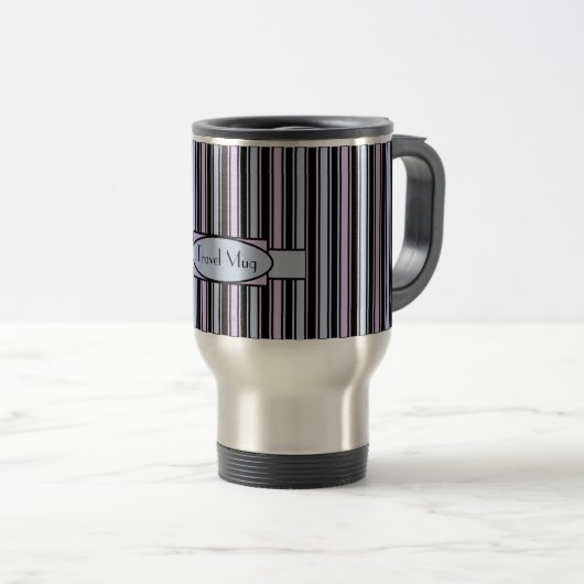 Aangepaste Blue Roze Stripe Travel Mug Reisbeker (Voorkant rechts)