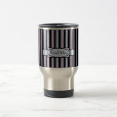 Aangepaste Blue Roze Stripe Travel Mug Reisbeker (Center)