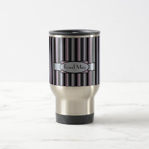 Aangepaste Blue Roze Stripe Travel Mug Reisbeker
