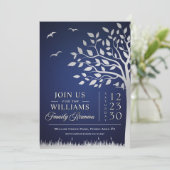 Aangepaste Blue Silver Family Reünie Uitnodiging (Staand voorkant)