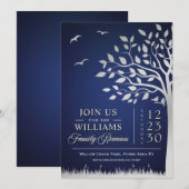 Aangepaste Blue Silver Family Reünie Uitnodiging (Voorkant / Achterkant)