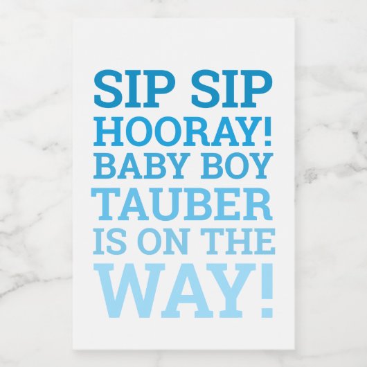 Aangepaste Blue Sip Hooray Baby Boy Shower Wijn Etiket (Enkel label)