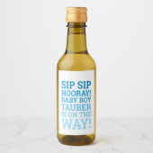 Aangepaste Blue Sip Hooray Baby Boy Shower Wijn Etiket (Voorkant)
