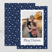 Aangepaste Blue Stars-foto Merry-kerstkaarten Feestdagenkaart (Voorkant / Achterkant)