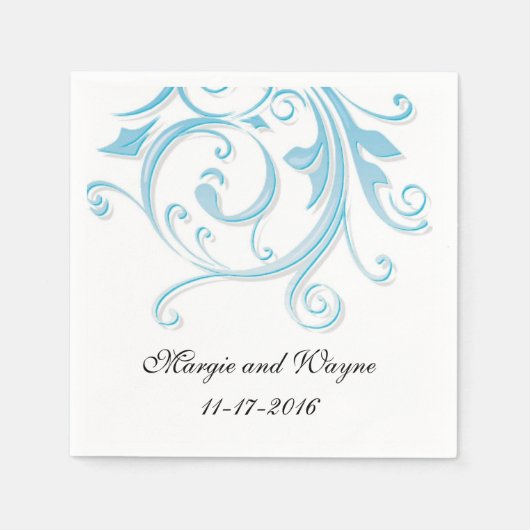 Aangepaste Blue Swirl Wedding Napkins Servet (Voorkant)