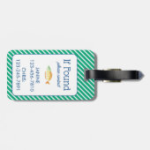 Aangepaste Blue Waterverf Wave Initiaal Bagagelabel (Achterkant horizontaal)