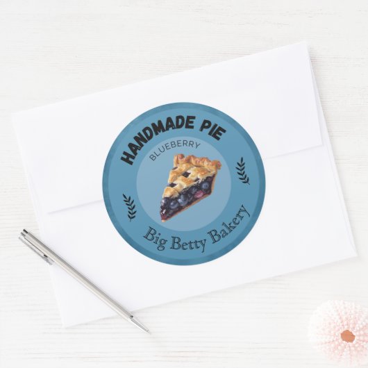 Aangepaste Blueberry Pie-labels | Gepersonaliseerd Ronde Sticker (Envelop)