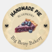 Aangepaste Blueberry Pie-labels | Gepersonaliseerd Ronde Sticker (Voorkant)