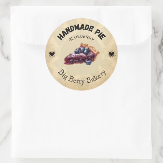 Aangepaste Blueberry Pie-labels | Gepersonaliseerd Ronde Sticker (Tas)