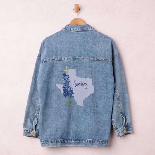 Aangepaste Bluebonnet Texas Denim Jacket (Hangar)