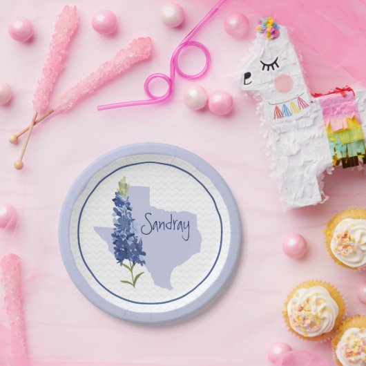 Aangepaste Bluebonnet Texas Papieren Bordje (Feest)