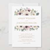 Aangepaste Blush Anemone Boeket Bruiloft Uitnodigi Kaart (Voorkant)