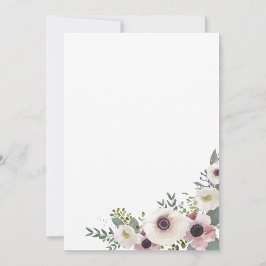 Aangepaste Blush Anemone Boeket Bruiloft Uitnodigi Kaart (Achterkant)