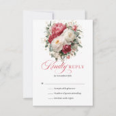 Aangepaste blush bloemige trouw-RSVP bijlage kaart (Voorkant)