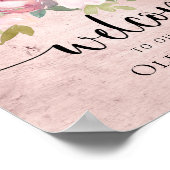 Aangepaste 'Blush Floral Weddenschap' Poster (Hoek)
