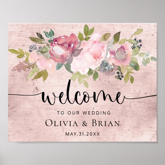 Aangepaste 'Blush Floral Weddenschap' Poster (Voorkant)