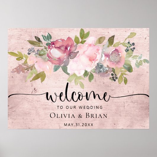 Aangepaste 'Blush Floral Weddenschap' Poster (Voorkant)