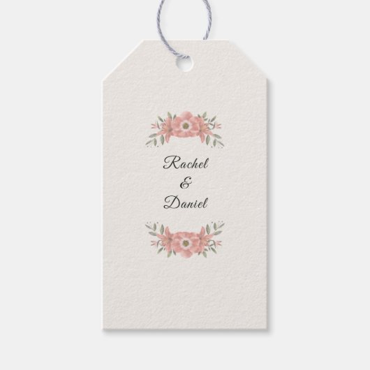 Aangepaste Blush Garden Minimaal Trouwcadeau Cadeaulabel (Voorkant)