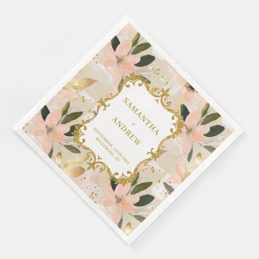 Aangepaste Blush Goud Trouwpapier Servetten (Hoek)