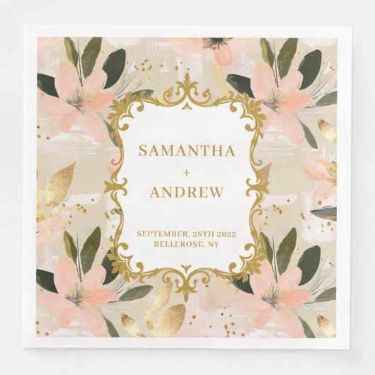 Aangepaste Blush Goud Trouwpapier Servetten (Voorkant)