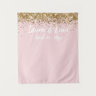 Aangepaste Blush Goud & Witte Trouwfoto Booth Prop Wandkleed