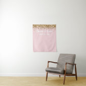 Aangepaste Blush Goud & Witte Trouwfoto Booth Prop Wandkleed (In situ)