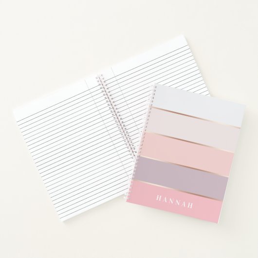 Aangepaste Blush Lavender Roos Gold Wide Stripes Notitieboek (Binnen)