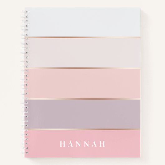 Aangepaste Blush Lavender Roos Gold Wide Stripes Notitieboek (Voorkant)