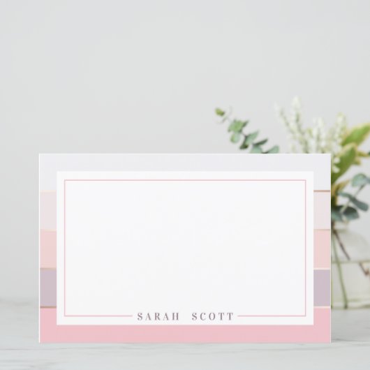 Aangepaste Blush Lavender Striped Stationery (Staand voorkant)